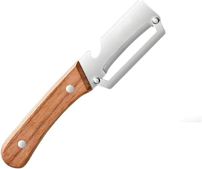 Skiennix Multi-Functional Vegetable Peeler - 2-in-1 Stainless Steel Tool with Wooden Handle & Bottle Opener