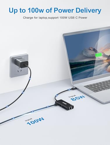 QGeeM USB C Hub Ethernet,9 in 1 USB Type C Hub HDMI Multi-Port Converter Adapter,100W Pd, USB 3.0,SD/TF Card Reader,Compatible for MacBook Pro Air Ipad HP Dell Lenovo Chromebook etc.
