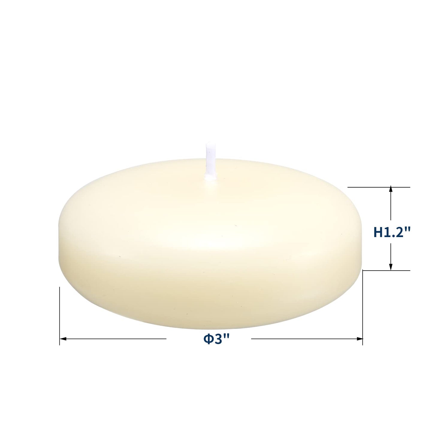 KNOURT 24 Pack Floating Candles, 3” Ivory Unscented Dripless Wax Burning Candles, for Weddings, Party, Cylinder Vases, and Home Decorations