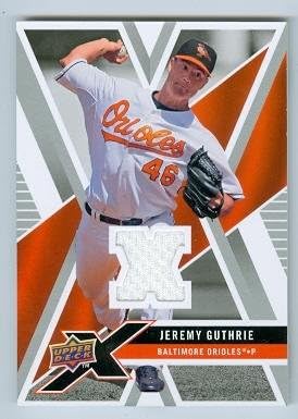 Autograph Warehouse 259567 Jeremy Guthrie Trading Card Game Used Jersey Swatch - Baltimore Orioles 2008 Upper Deck X - No. UDXMJG