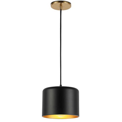 Dainolite 1 Light Pendant Matte Black EMI-81P-AGB-MB, Brass Finish