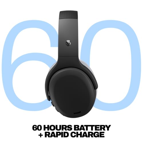 Skullcandy Crusher ANC 2 Wireless Over-Ear Bluetooth Headphones with Multi-Sensory Bass, Active Noise Cancelling, Up to 60 Hours Battery, Microphone for iPhone Android - Black/Asphalt