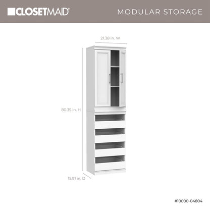 ClosetMaid Modular Storage 21.38-inch W 3-Shelf 4-Drawer Tower Wood Closet System, White