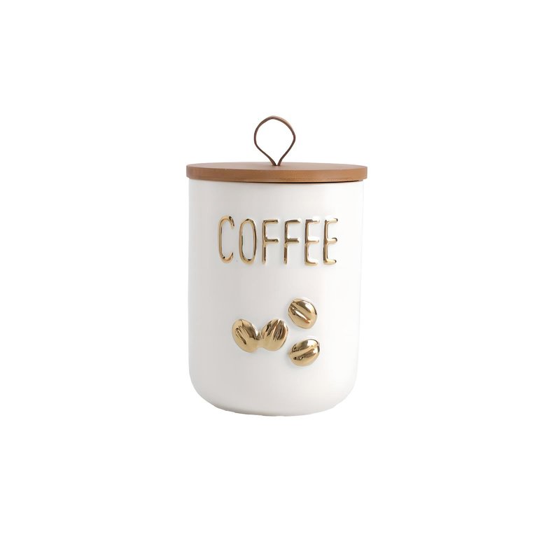Simcat 27oz Ceramic Canister Set with Airtight Seal Bamboo Lid and Silicone Seal Damp-Proof Kitchen Jar Tea Coffee Sugar Canister Set Food Storage Containers (Portable sealed jar-(coffee))