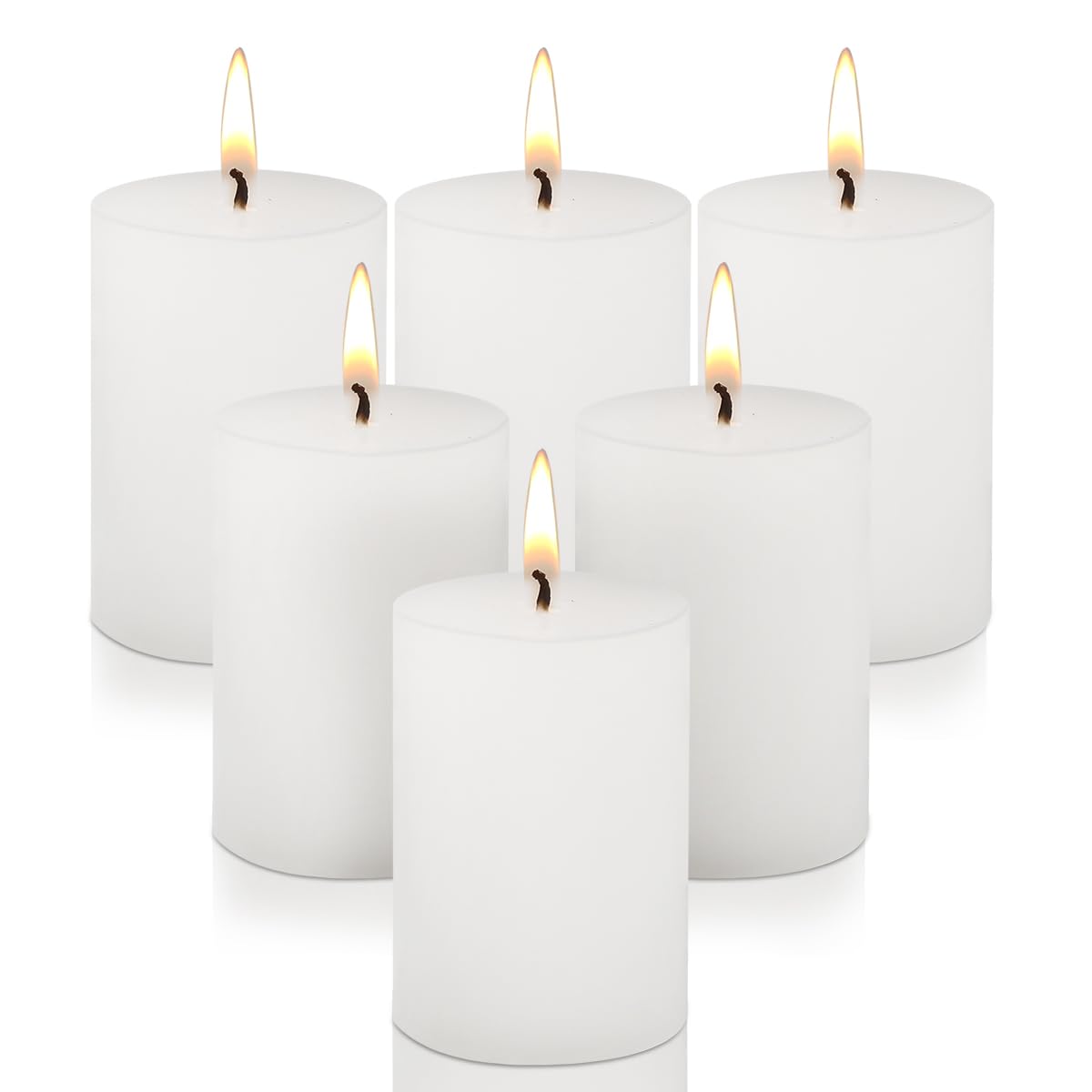 2.75“ x 4” Hand Poured Unscented Candles, Dripless Pillar Candles Set of 6, Long Burning, Burn Time Approx. 40 Hours, Rustic, Weddings, Dinner Parties, Christmas, and Home Décor （Ivory）