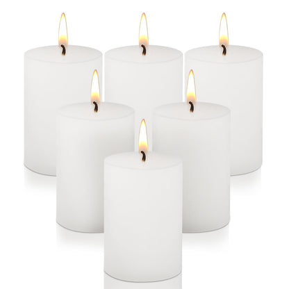 2.75“ x 4” Hand Poured Unscented Candles, Dripless Pillar Candles Set of 6, Long Burning, Burn Time Approx. 40 Hours, Rustic, Weddings, Dinner Parties, Christmas, and Home Décor （Ivory）