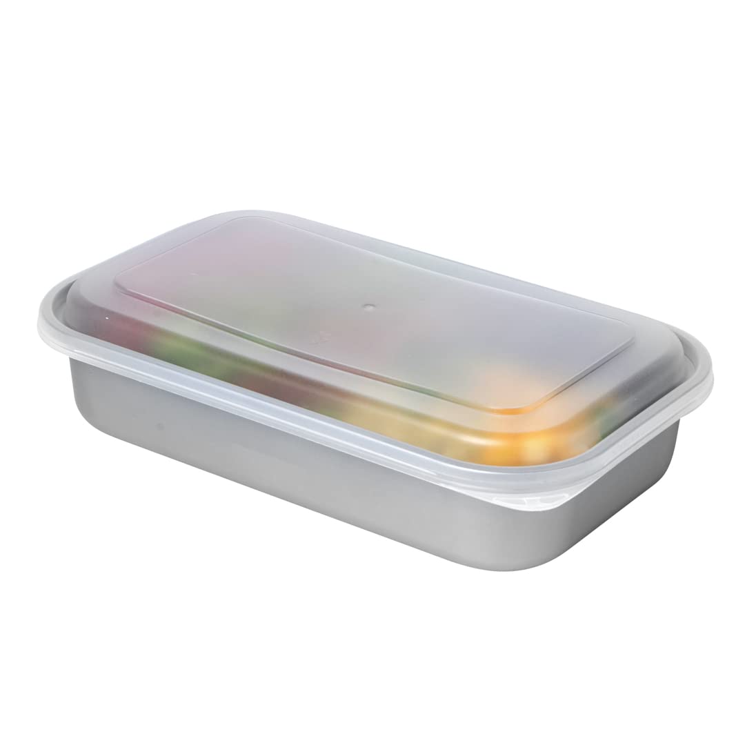 Restaurantware Futura 23.6 Ounce Meal Prep Containers With Lids 100 Microwavable To Go Containers - Inserts Sold Separately Disposable Silver Plastic Food Containers With Lids
