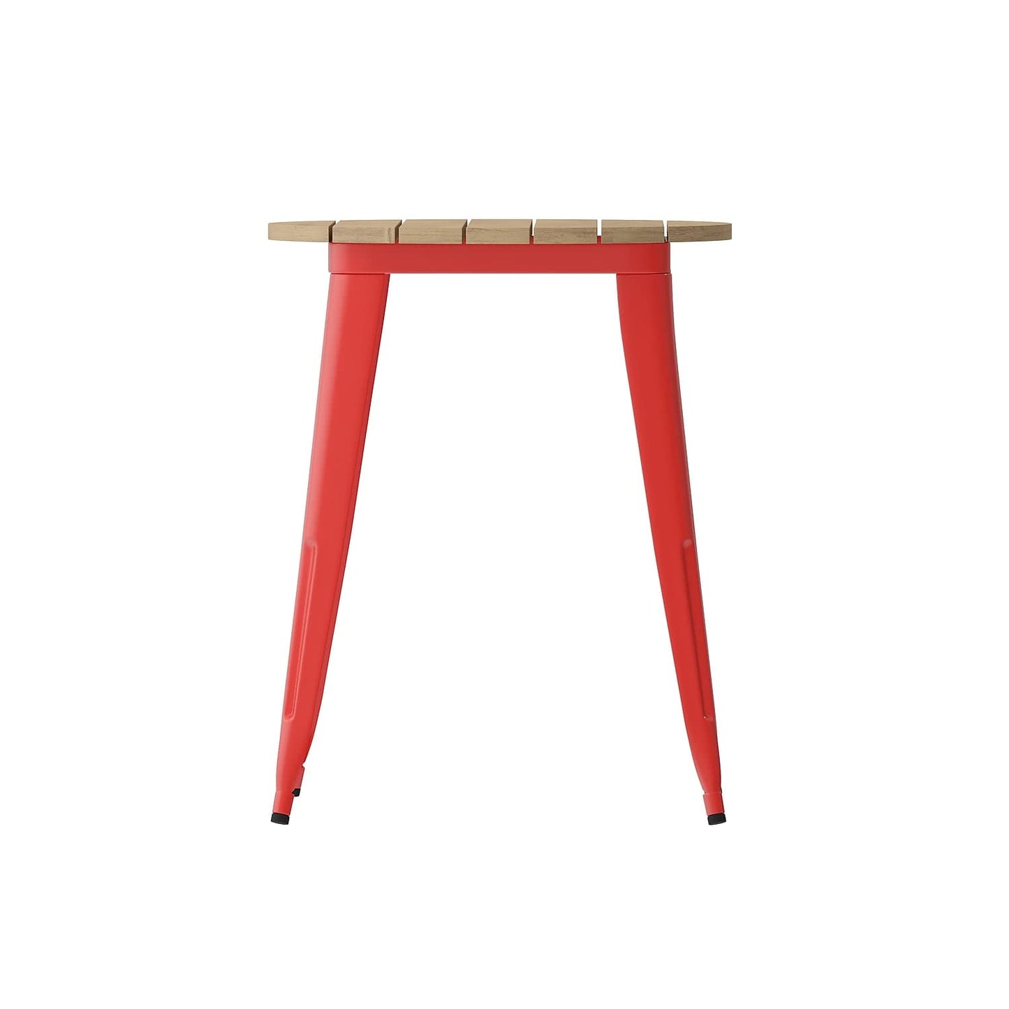 Flash Furniture Declan Commercial Outdoor Dining Table, All Weather Poly Resin Top with Steel Base, 23.75" Round, Brown/Red
