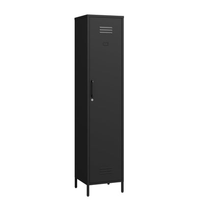 Elitehouse Tall Single Door Metal Locker with Adjustable Shelves, Black Tall Metal Locker Storage Cabinet，Easy Assembly for Living Room （15.8”W x 15”D x 70.9”H ）