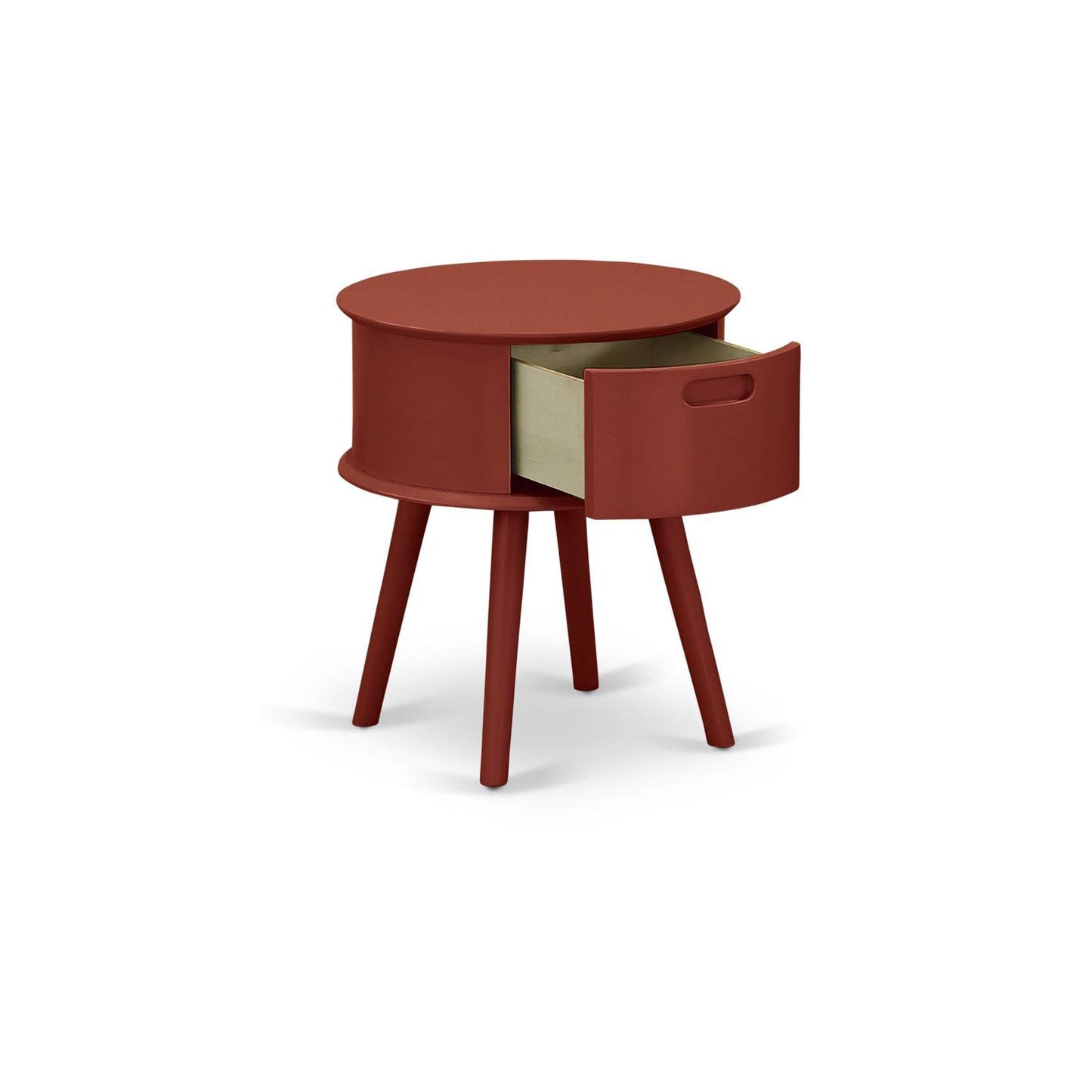 East West Furniture GONE13 One piece wonderful Gordon round table night stand with Drawer, 1-Pack, Burgundy Finish