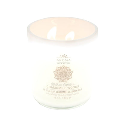 House of Velas, Aroma from Nature Wellness Collection Candle, 12 oz, 2 Cotton Wicks, Chamomile Woods, Large Painted Jar