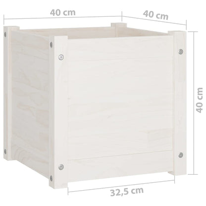 Xolmizyn Square Wooden Planter Box, 15.7 inch Rustic White Solid Pine Garden Flower Pot for Indoor Outdoor Decor, Patio Balcony Plant Container