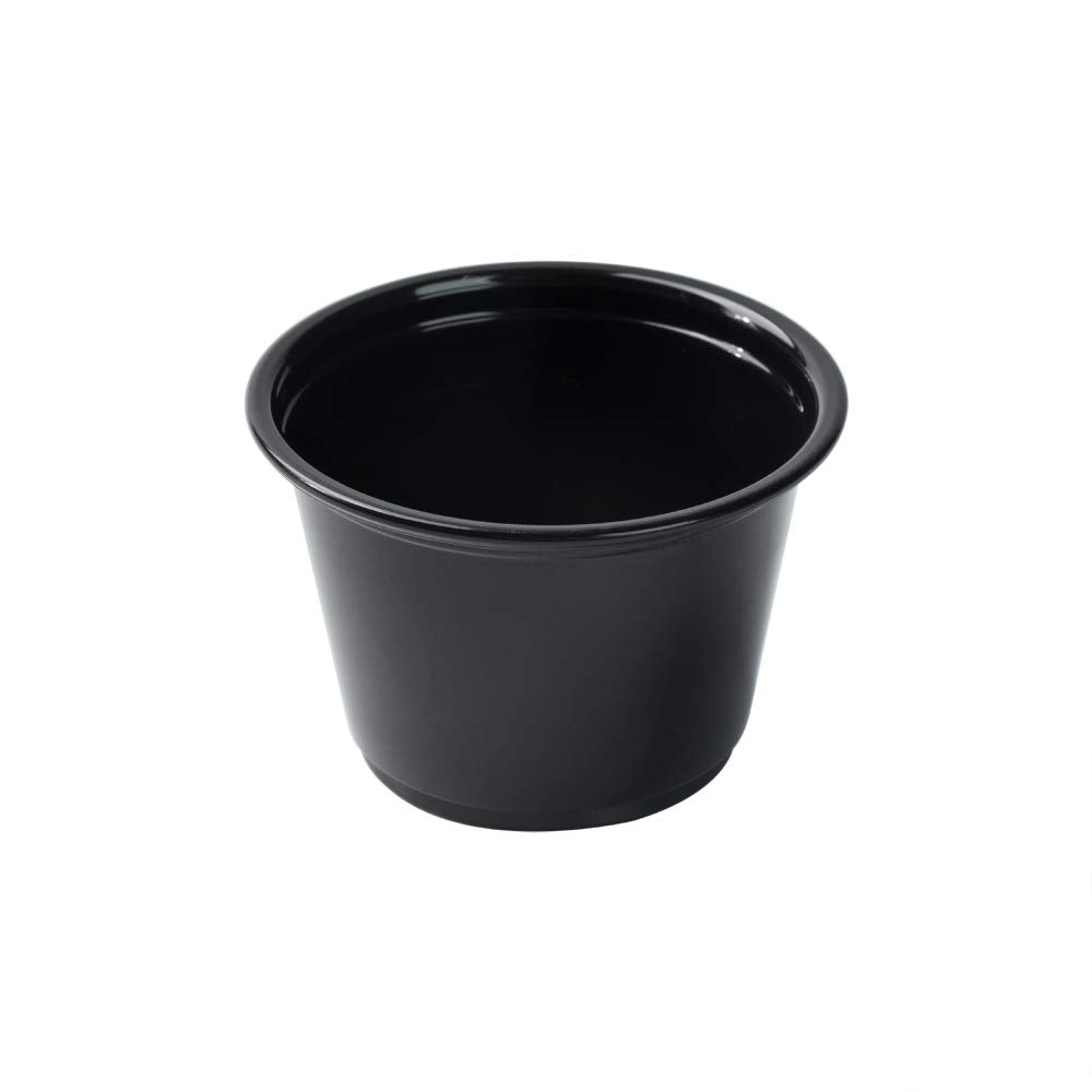 Restaurantware RW Base 4 Ounce Sauce Cups 2000 Microwave-Safe Condiment Cups - Crack-Resistant Disposable Black Plastic Portion Cups For Samples Sauces Or Toppings Lids Sold Separately
