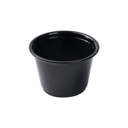 Restaurantware RW Base 4 Ounce Sauce Cups 2000 Microwave-Safe Condiment Cups - Crack-Resistant Disposable Black Plastic Portion Cups For Samples Sauces Or Toppings Lids Sold Separately