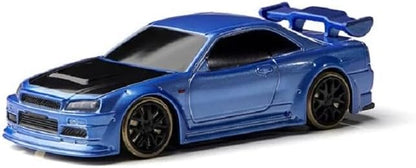 Turbo Racing 1:76 Scale Drift RC Car Table Racing 2.4GHZ Remote Control Mini Model Car with Gyro Full Proportional RTR for Adults Toys (C64-Blue)
