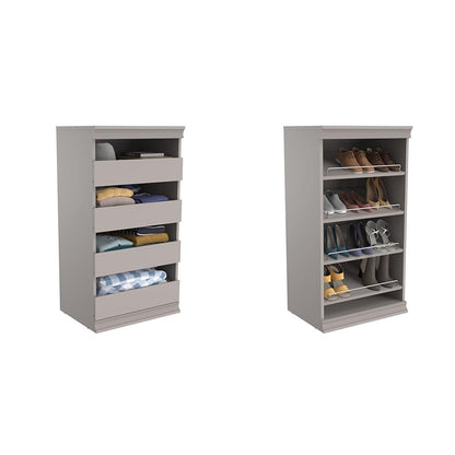 ClosetMaid 4598 Modular Storage Stackable Unit with 4 Drawers, Taupe & 4609 Modular Storage Stackable Shoe Shelf Unit, Taupe