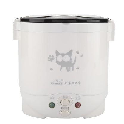 12V 100W 1L Electric Portable Rice Cooker for Car, Multifunctional Food Steamer, White, Non-Stick Coating