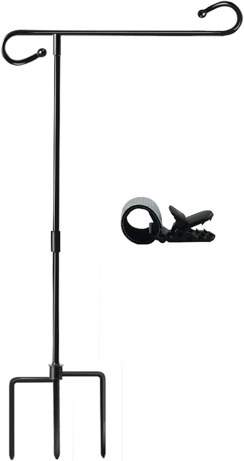 Garden Flag Holder Stand - Premium Weather-Proof Metal Flagpole with Clip | 3-Prong Base for Outdoor Decor