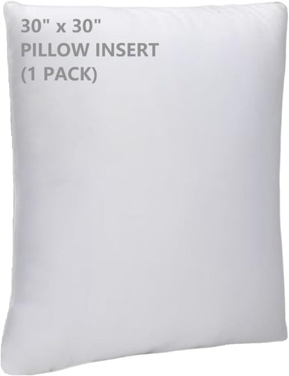 WINGLAM Throw Pillow Inserts - Hypoallergenic Ultra Soft Decorative Stuffers | 30x30 Inches, White