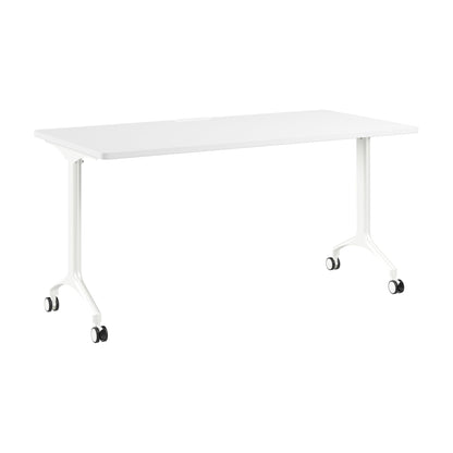 Bush Business Furniture 60-inch Rolling Rectangle Conference Room Table, Modular Training Table with Wheels for Meetings and Classrooms, Commercial Office Furniture, Synergy Collection, White