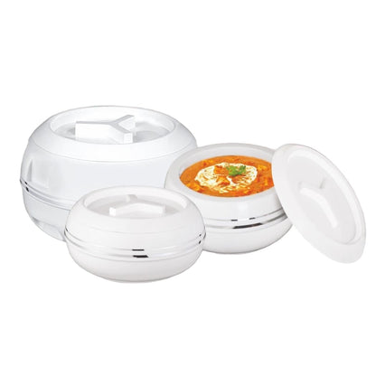 T TABAKH Palazio Jumbo 5500ml, 7500ml, 10000ml Insulated Casserole Dish with Lid 3ps Set Hot Pot Food Warmer/Cooler - Thermal Soup, Salad Serving Bowl - Stainless Steel Container - Keeps Food Hot & Cold (5.5L, 7.5L, 10L)