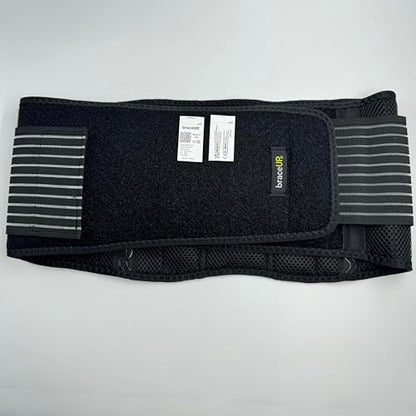 BraceUP Back Brace for Men and Women Lower Back - Breathable Waist Lumbar Support Belt for Sciatica, Herniated Disc, Scoliosis Back Pain Relief, with Dual Adjustable Straps (L/XL 35-43 In)