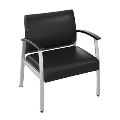 Bush Business Furniture Arrive Bariatric Waiting Room Guest Chair with Arms in Black Vinyl, Reception Area Seating for Office and Lobby