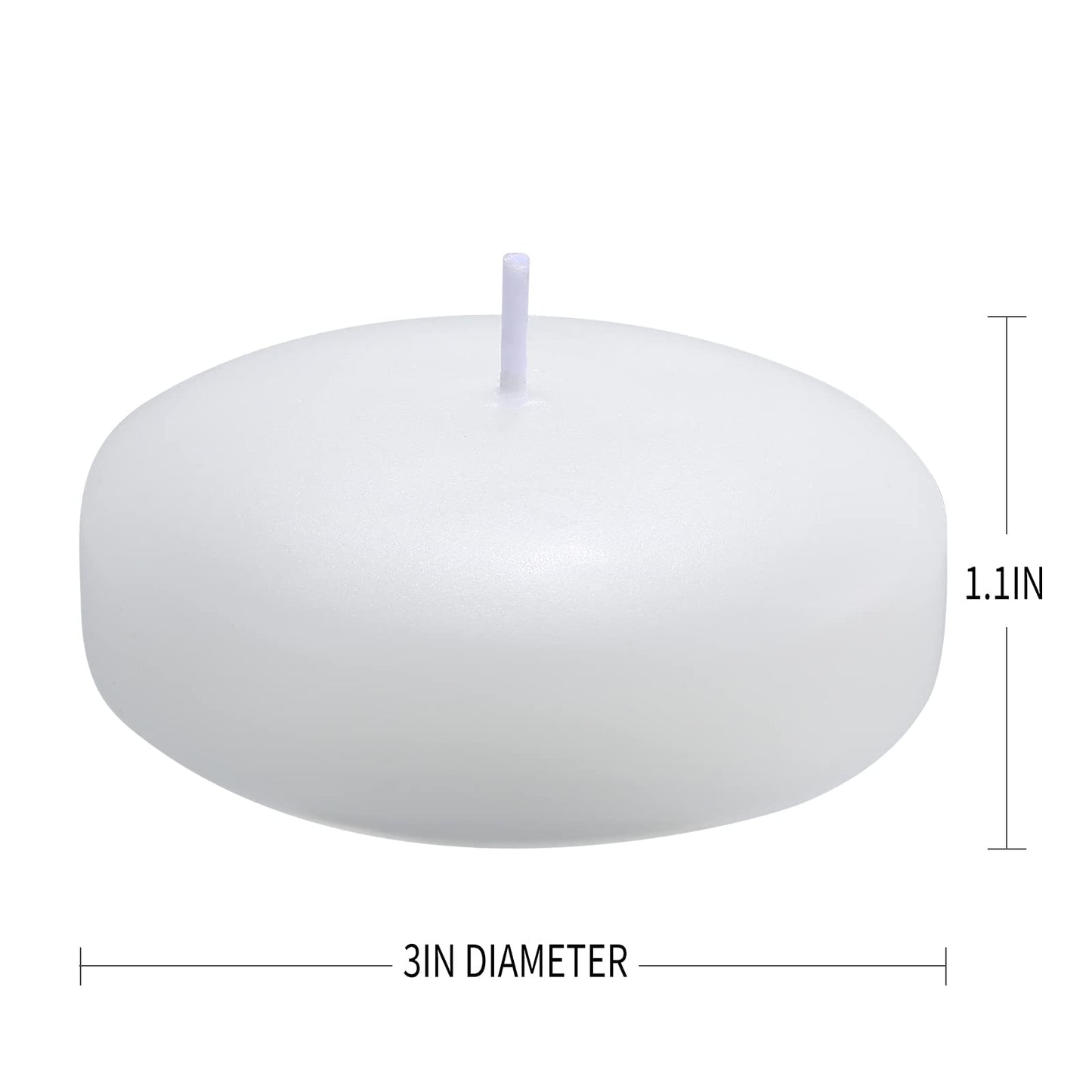 flamecan 24 Pack Floating Candles, 3” White Unscented Dripless Wax Burning Candles, for Cylinder Vases, Weddings, Party and Holiday …