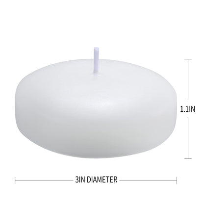 KNOURT 12 Pack Floating Candles, 3” White Unscented Dripless Wax Burning Candles, for Weddings, Party, Cylinder Vases, and Home Decorations…