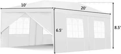 FIREFLOWERY 20 x 10 FT Canopy Tent, Outdoor Party Tent with 6 Removable Sidewalls, Carry Bag, Easy Assembly, Portable Pop Up Canopy for Parties, Events, Weddings
