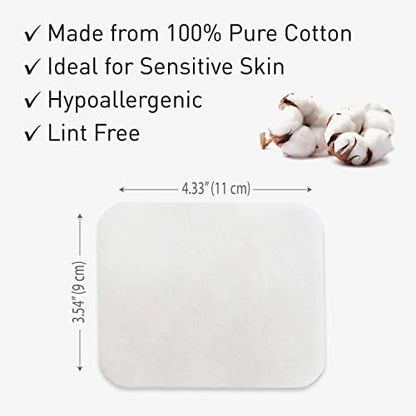 DESTALYA Baby Cotton Pads for Diaper Change | Large Cotton Squares for Sensitive Skin | Disposable Cleansing Wipes | Soft Washcloths for Personal Care, Makeup Removal (Maxi Pads 360)