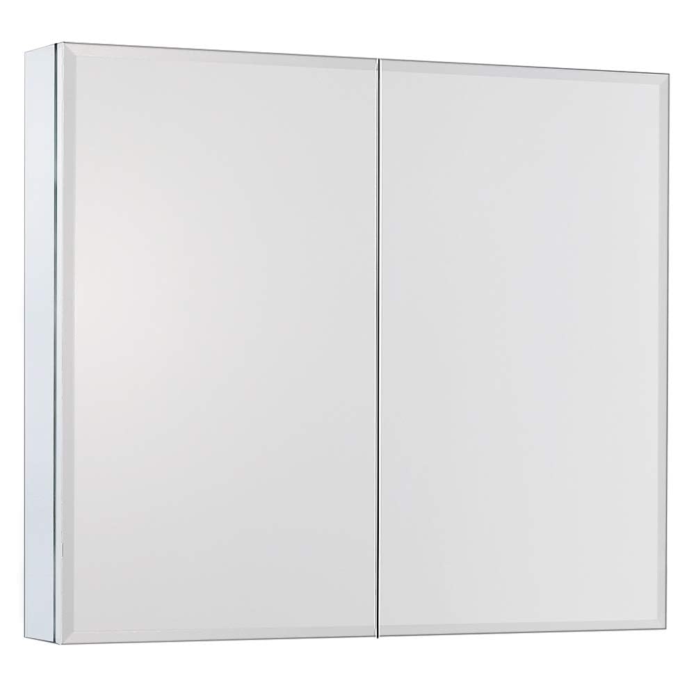 Movo Double Doors Medicine Cabinet with Mirror, 30 inch X 26 inch Aluminum Bathroom Medicine Cabinet, Adjustable Glass Shelves, Waterproof and Rust-Resist, Recess or Surface Mount