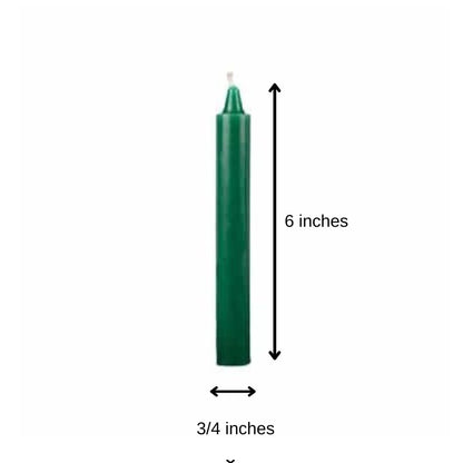 6 Inch Taper Candle 5 Pack Spell, Wicca, Santeria, Energized Candles Velas de 6 Pulgadas Paquete de 5 Velas (Green)