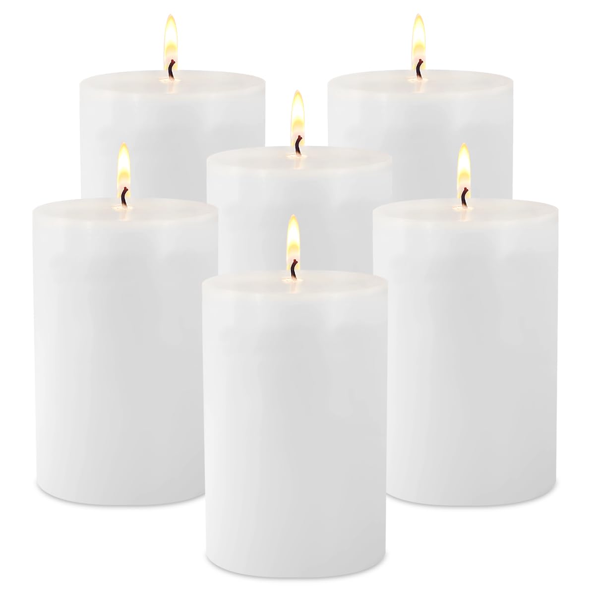 6 Pack Unscented Dripless Smokeless White Pillar Candles, 2.75x3.25 Inch Cylinder Wax Candles for Home Table Holiday Party Spa Decor Emergency