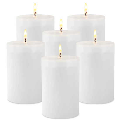 6 Pack Unscented Dripless Smokeless White Pillar Candles, 2.75x3.25 Inch Cylinder Wax Candles for Home Table Holiday Party Spa Decor Emergency