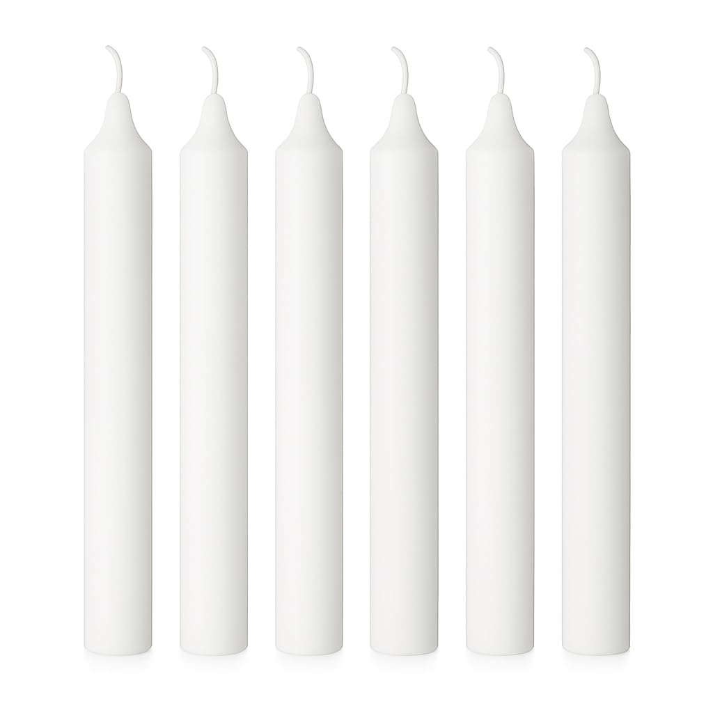 HEALING ATLAS 6 Inch Taper Candles, 6-Pack – White Dripless Unscented Dinner Candles for Weddings, Holidays, Parties & Home Décor White 6 Pack