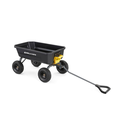 Gorilla Carts Heavy-Duty Dump Cart, Patented Quick-Release Dumping, Steel Frame, 600 lb Capacity, No-Flat 10-Inch Tires, Utility Wagon for Garden, Yard, Beach