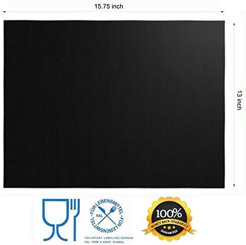 Renook Grill Mat Set of 6 | 100% Non-Stick Reusable Mats for Easy Cleaning - 15.75 x 13-Inch, Black