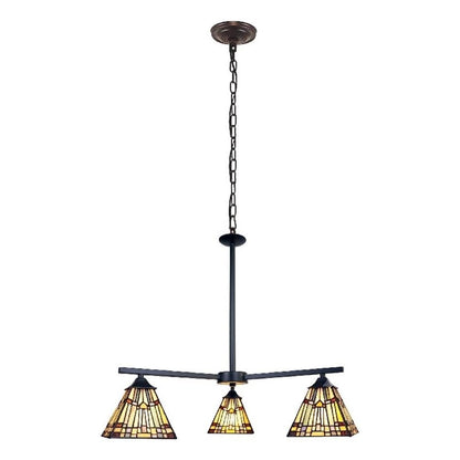 Chloe Lighting Kinsey Mini Chandelier, 3 Light, Blackish Bronze, 27in Wide, Multicolor Glass, Model CH33293MS27-EE3