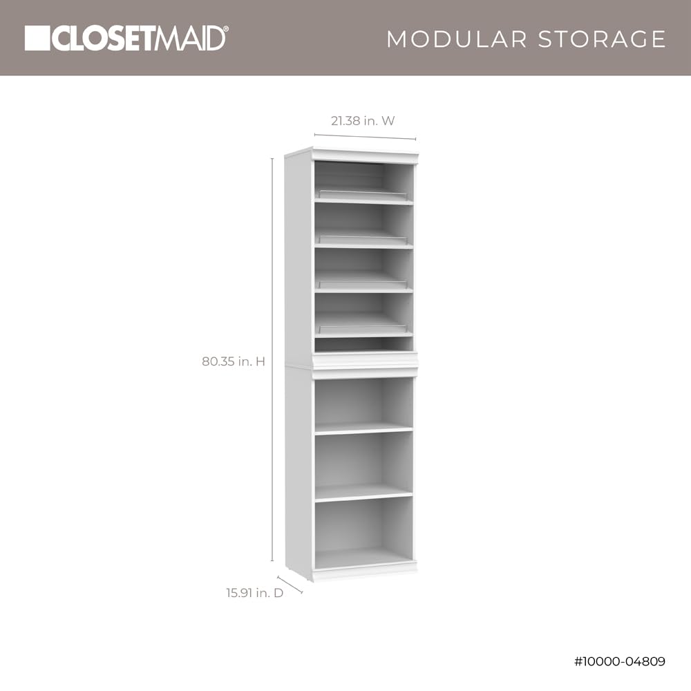 ClosetMaid Modular Shelf & Shoe Storage System Kit, 15.91" D x 80.35" H x 21.38" W, White