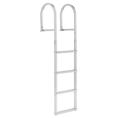 VEVOR Removable Dock Ladder, 4 Steps, Aluminum Alloy Pontoon Boat Swim Ladder, with Non-Slip Wide Steps, 500 lbs Weight Capacity, Quick Release Design, for Lake Swimming, Pool, Boat, Marine Boarding