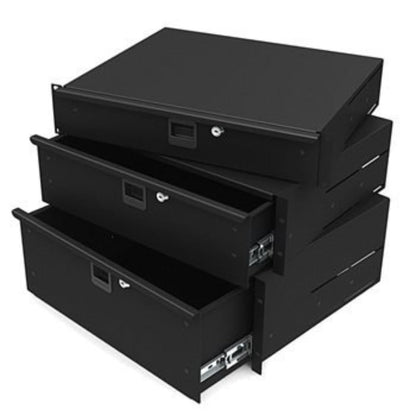Penn Elcom 3233LK 3 Space (3U) Steel Rack Drawer with Slam Latch & Keyed Lock, 15.25 Inch Deep