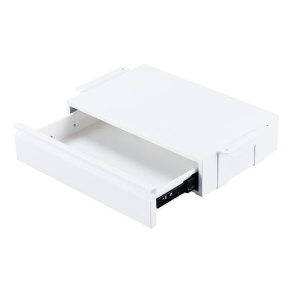 OSteed Under Desk Drawer 18", Pull-out Storage Organizer with Large Slide Extension Mounted Under Flat Wooden Table or Workbench, White_Normal Version