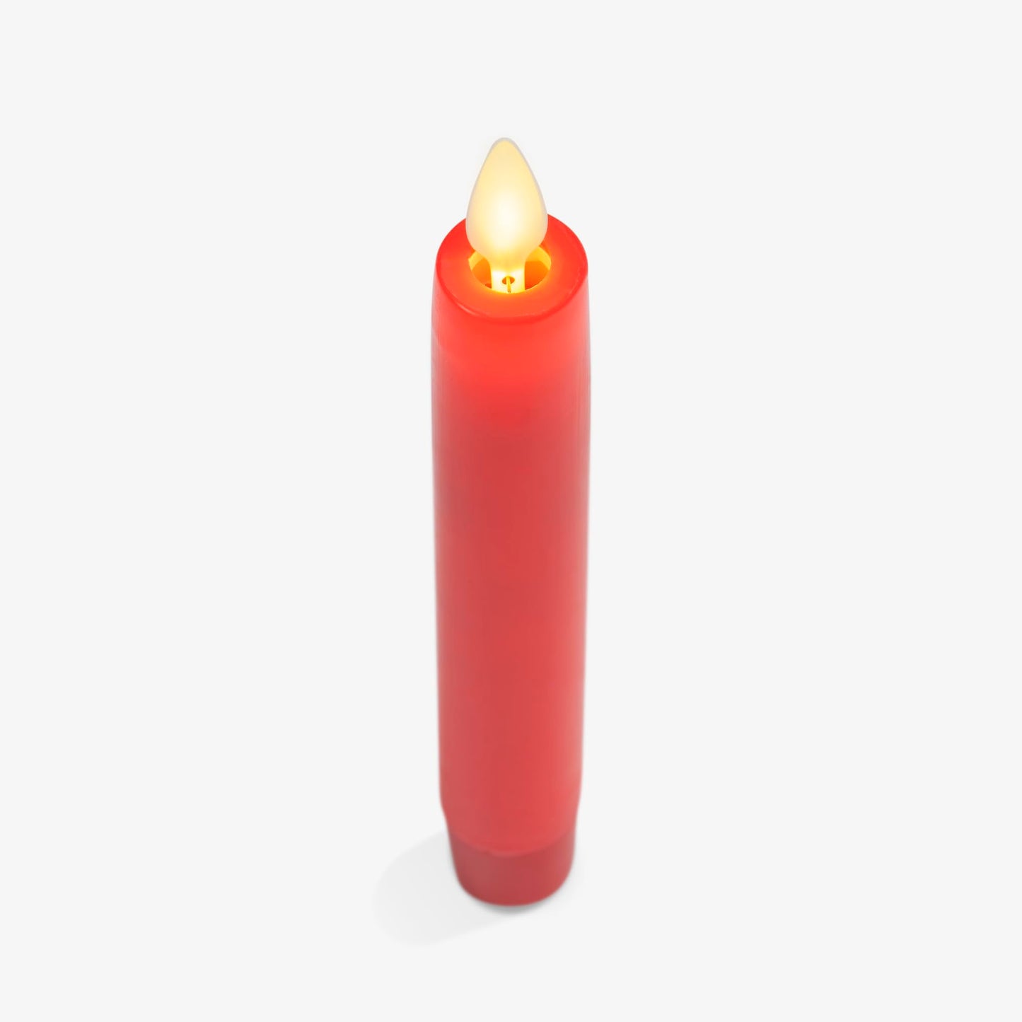 Luminara Set of 2 Flameless Candle Tapers (0.87" x 6.7") Flat Top Real Wax Unscented (True Red)