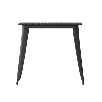 Flash Furniture Declan Commercial Outdoor Dining Table, All Weather Poly Resin Top with Steel Base, 31.5" Square, Black/Black