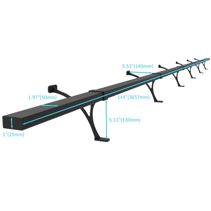 AMSOOM Foot Rail Kit - Railing Hardware Undercounter Mount Hardware Improve Comfort and Stability for Indoor and Outdoor Heavy Duty Steel Square Tube Railings. (Black,12 Feet)