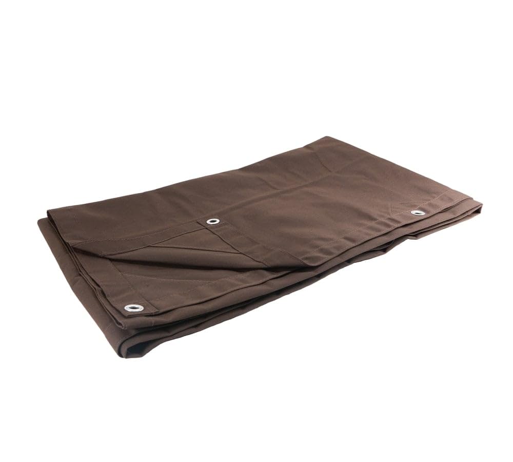 Mytee Products 20' x 20' Dark Brown 12oz Canvas Tarp with Grommets - Water Resistant - Heavy Duty Canvas Tarps - Multipurpose Tarpaulin Cover for Canopy Tent, Roof, Camping, Semi Trucks & Cargo