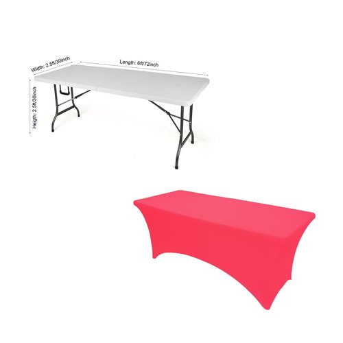 Gowinex 2 Pack 6FT Black Spandex Tablecloth Stretch Fitted Table Cover for Rectangular Table Event, Wedding, Banquet and Parties