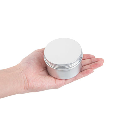 Restaurantware RW Base 4 Ounce Tin Storage Boxes 100 Round Tin Boxes With Lids - Durable Screwable Lids Silver Aluminum Storage Containers Customizable Fits Mints Pills Or Herbs