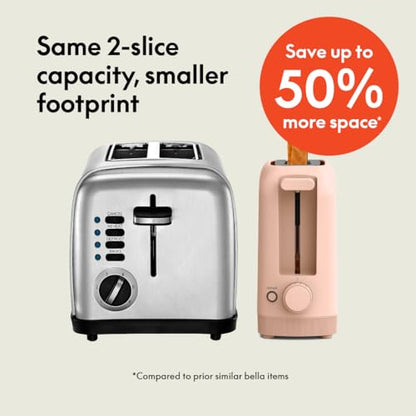 bella 2 Slice Slim Toaster, Fits-anywhere™ Kitchenware, 6 Setting Shade Control with Reheat & Cancel Buttons, Fits sourdough, 10” Long Slot, Anti Jam & Auto Shutoff, 900 Watt, Surf